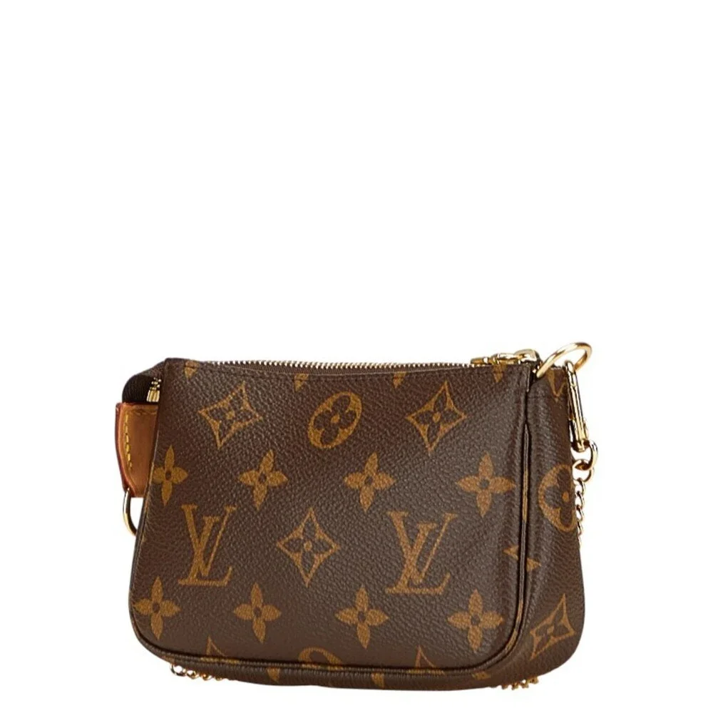 LOUIS VUITTON Authentic Brown Monogram Leather Pochette Mini Bag - Picture 2 of 14